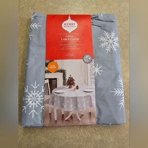 Gray Snowflake Vinyl Tablecloth